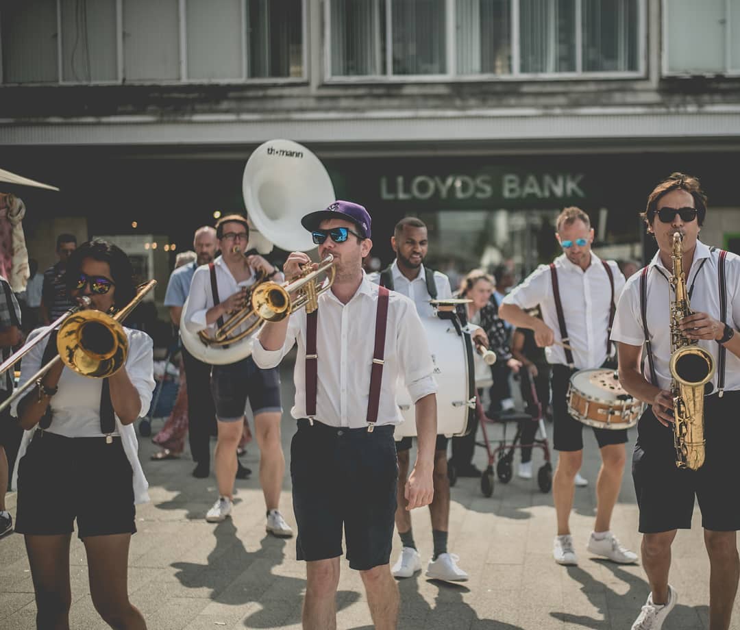 Roaming brass band for hire